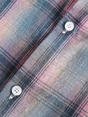 カラーブロック チェック柄シャツ