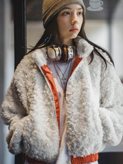 カラーブロック ラムウールジャケット