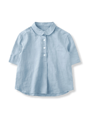 ピーターパンカラーリネン半袖シャツの全体像