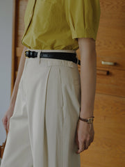 エコフレンドリーなテンセルコットン九分丈パンツ