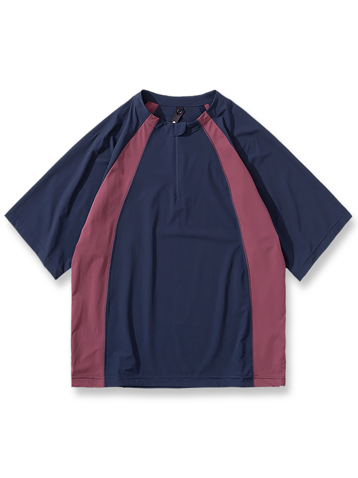  灰色配色のアウトドア速乾ショートスリーブジップポロシャツ正面展示