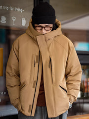 アウトドア・フード付き ダック 中綿ジャケット