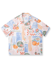製品画像: アイランド柄＆フルーツ柄コットンリネンキューバカラーシャツ