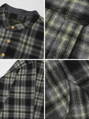 チェック柄 ウール混 プルオーバーシャツ