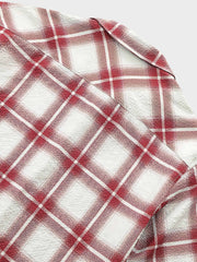 シアサッカー 赤チェック柄　半袖シャツ