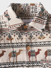 エジプト シンボル ジャガード柄 長袖シャツ