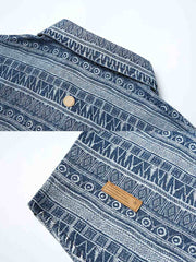 インディゴ柄 カジュアルシャツ