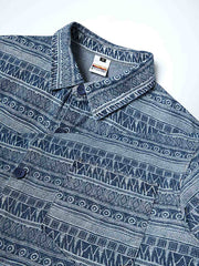 インディゴ柄 カジュアルシャツ