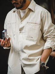 ユニーク ポケット フレンチ ワークシャツ