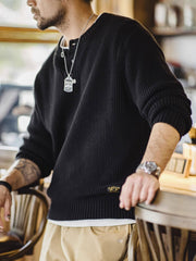 畦編み  ヘンリーネック ニット