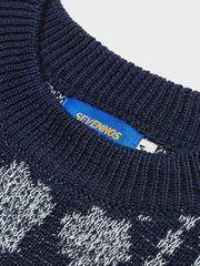 ジャカード織り クルーネック ニットセーター