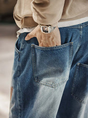 ウォッシュ加工 ストレートデニムパンツ