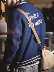 刺繡入りツイードバーシティ 中綿 ジャケット