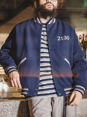 刺繡入りツイードバーシティ 中綿 ジャケット