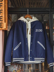 刺繡入りツイードバーシティ 中綿 ジャケット