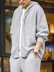 フード付き ワッフルスウェット