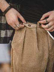 ホワイト コーデュロイ ワイドパンツ