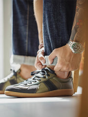 オリーブ グリーン 羊革 トレーニング シューズ