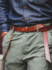 黄銅バックル　なめし牛革ベルト