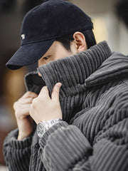 フード取り外し可 コーデュロイ ダウンジャケット