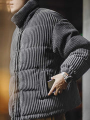 フード取り外し可 コーデュロイ ダウンジャケット