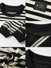 ストライプ柄 コットン長袖Tシャツ