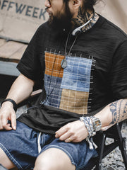 不規則な四角 パッチワーク Tシャツ