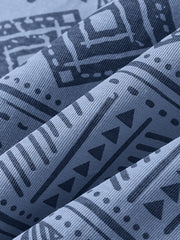 エスニック調 幾何学総柄 丸襟Tシャツ