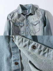 2色 ウォッシュ加工 デニムシャツ ジャケット