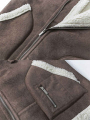 非対称襟 2WAY レザーファージャケット