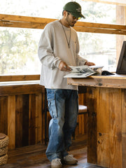 340G ワッフル柄 ポケット付き スウェット