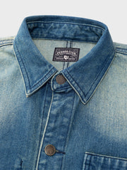 3口ポケット水洗いフレンチワークデニムジャケット