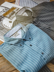 メンズ アメリカン レトロ ストライプ シャツラペル長袖