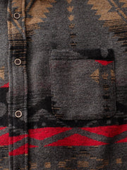 ウォッシュ加工 綿毛織り エスニック シャツ