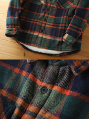 モール撞色チェックシャツ