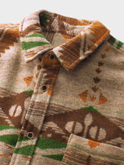 ウォッシュ加工 綿毛織り エスニックシャツ