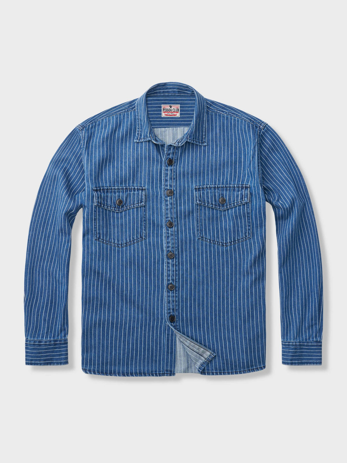 アメカジストライプ柄デニムワークシャツ