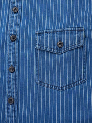 アメカジストライプ柄デニムワークシャツ