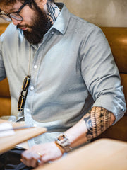 先染め チェック柄 ボタン ダウンシャツ