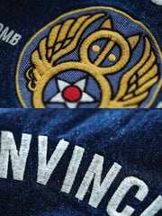 刺繍レッドセルビッジデニムエアフォースジャケット