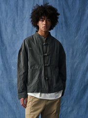 グレーヴィンテージウォッシュ中国風ジャケット