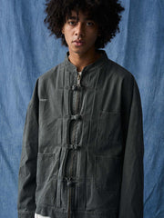 グレーヴィンテージウォッシュ中国風ジャケット