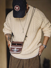 クルーネック ケーブル編み ニットセーター