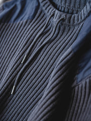 ストライプ 切替丸 首ニット