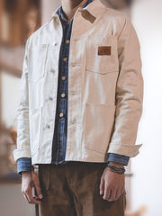 カジュアルホワイトハンティングデニムジャケット