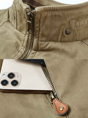 コットン スタンドカラー ジャケット