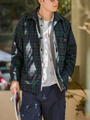 羊毛混紡チェックシャツジャケット