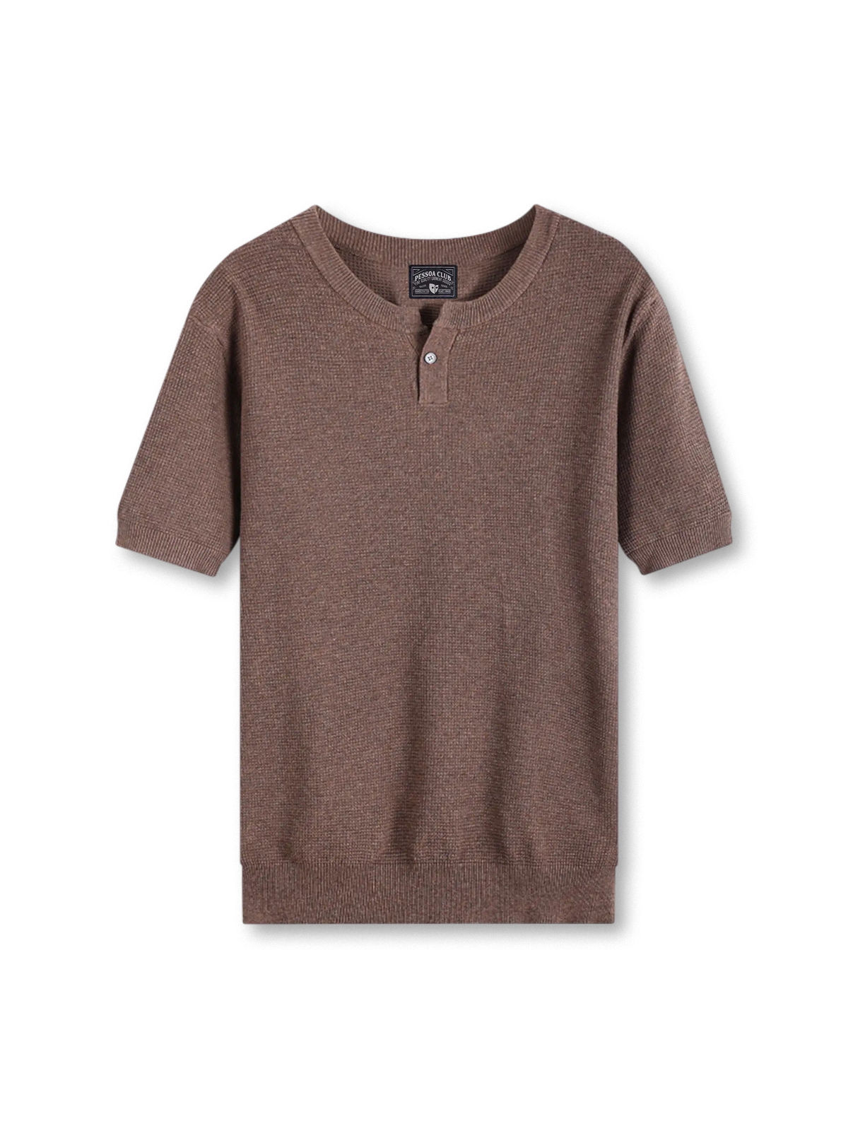 パイナップルステッチが際立つヘンリーネックニット