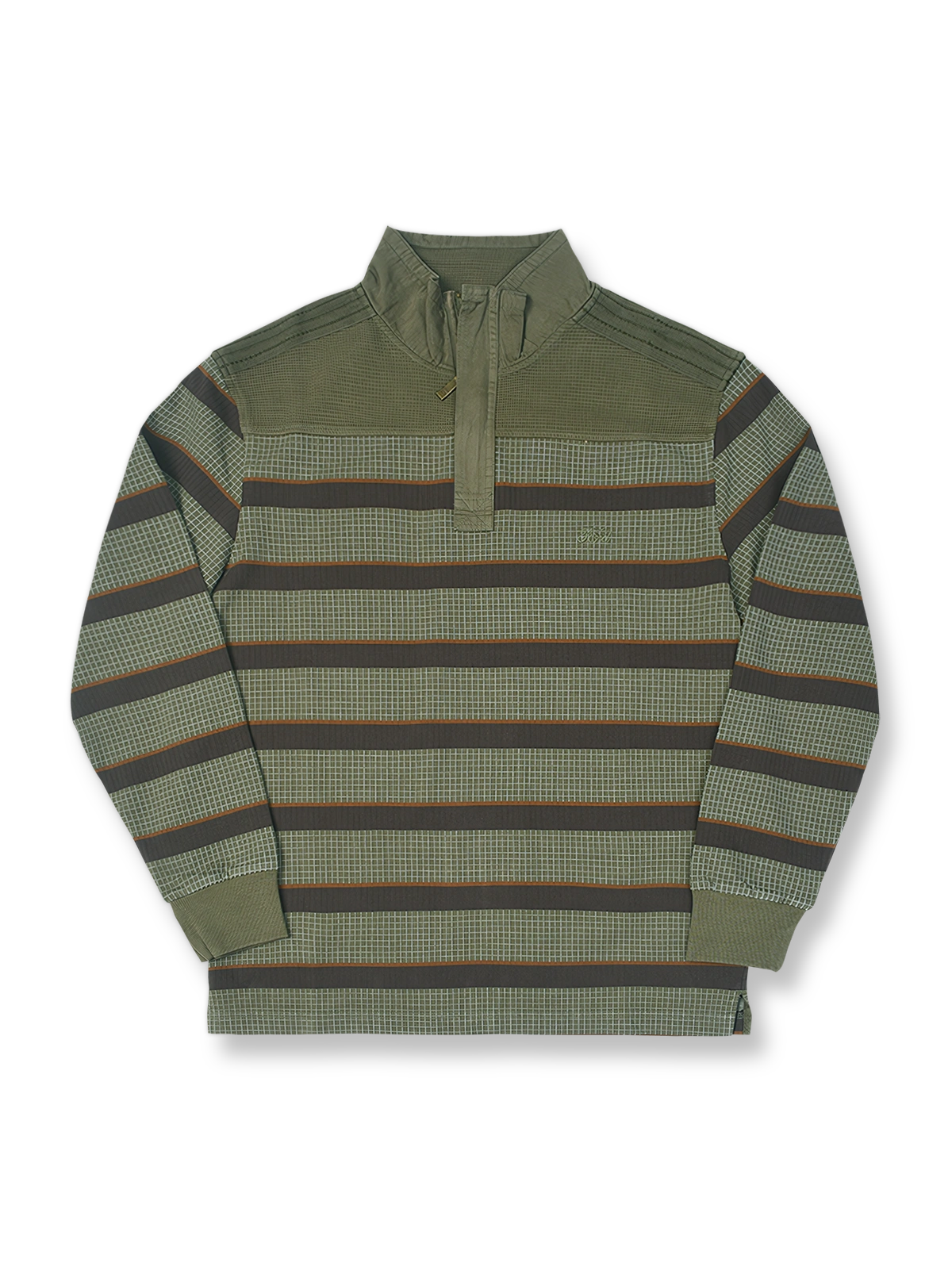 パイナップルチェック柄のストライプワークシャツ