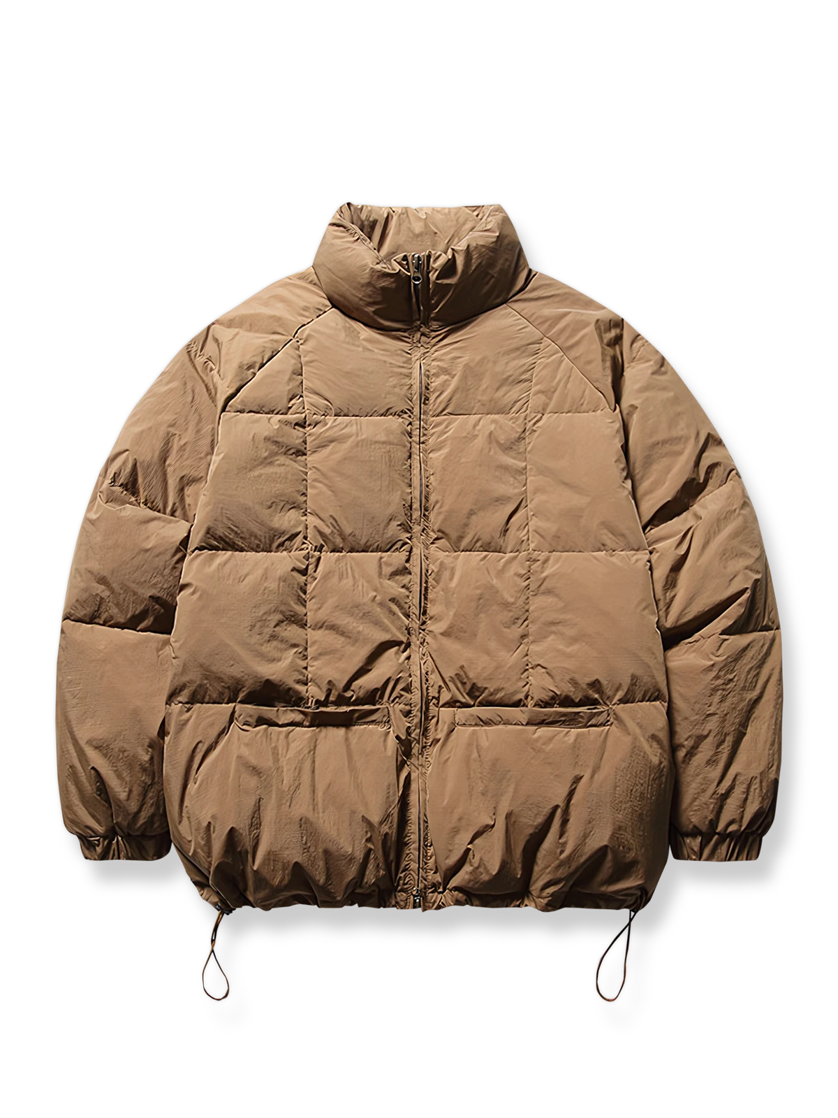 無地立襟ポケット付きダウンジャケット